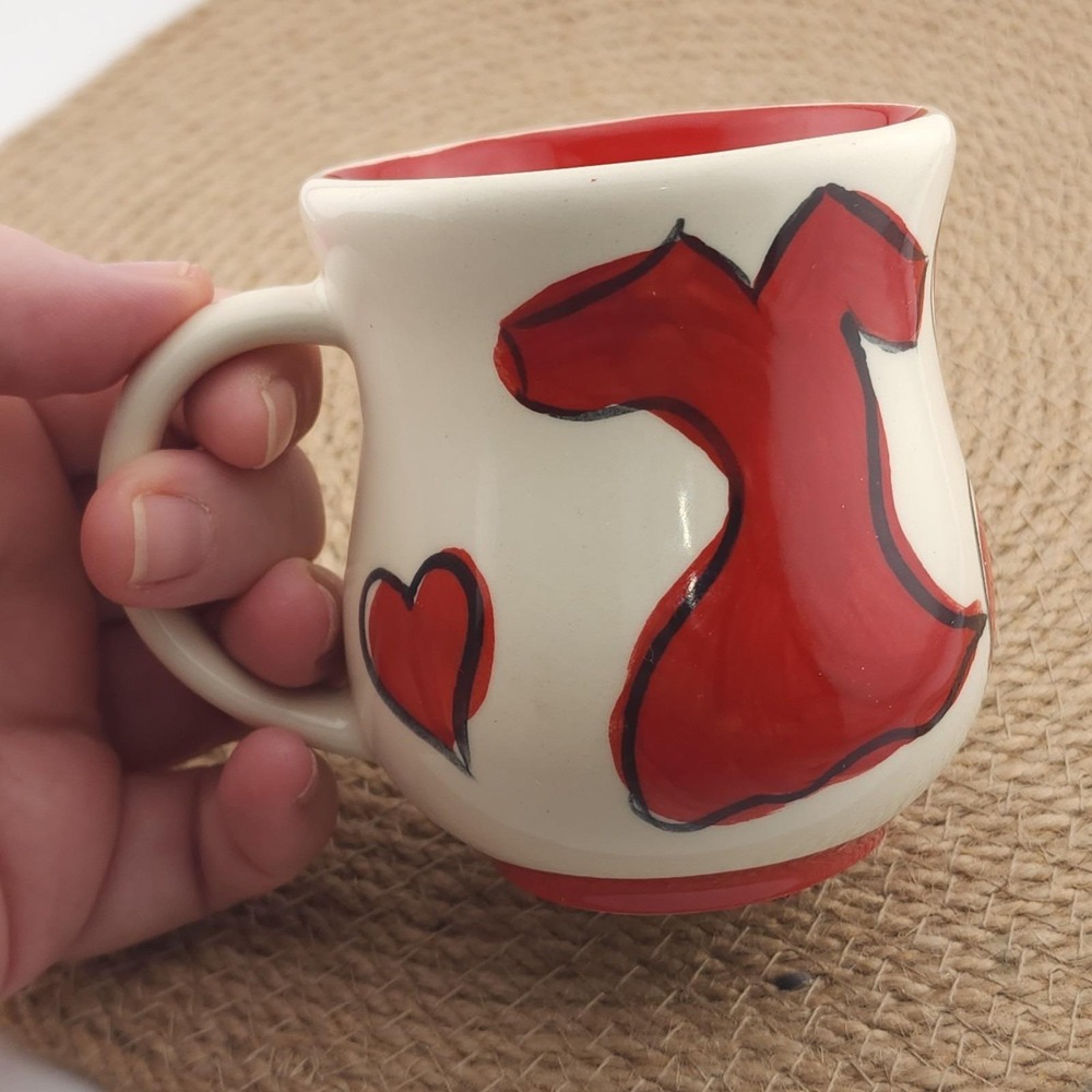 Gail Pittman‎ Red Dress Heart Mug Retired Cup VTG 2005 Signed Studio Pottery - Picture 7 of 9